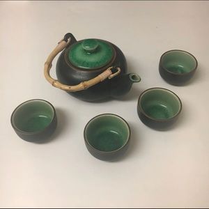 Clay Black And Green 5 Piece Tea Set